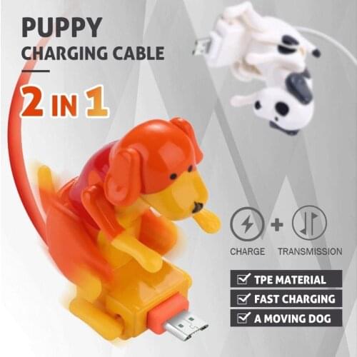 Humping Dog Fast Charger Micro Usb Creativity Small Puppy Data Cable Portable Funny Humping Dog Fast Charger Cable drop shipping