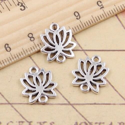 20pcs Charms lotus link flower connector 16x14mm Tibetan Silver Color Pendants Antique Jewelry Making DIY Handmade Craft