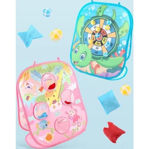 1 Set Practical Sandbag Toy Foldable Cartoon Animal Pattern Parent-child Interaction Fabric Bean Bag Toss Game Toy for Outdoor