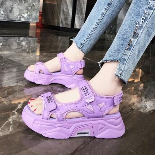 Hook&Loop Slingback Platform Sandals Women Solid Sports Summer Sandals Women Dad Sandals Designer Shoes Women