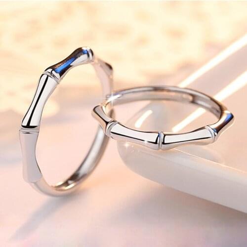 925 Sterling Silver Bamboo Rings Men Women Wedding Rings Engagement Jewelry S-R246
