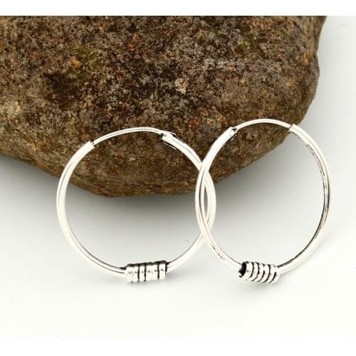 GEOMEE 1Pair Hoop Earrings For Women Ethnic Vintage Antique Metal color European round Earrings Statement Jewelry E201
