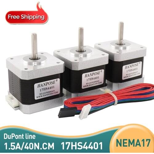 Free shipping Nema 17 Stepper Motor 42 motor 4-lead 17HS4401-D 40N.CM 1.7A 42X40MM with DuPont line for 3D CNC milling machine