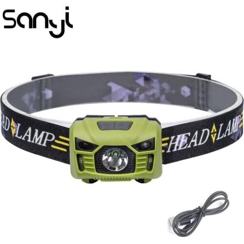 SANYI Body Motion Sensor Headlamp Super Bright USB Rechargeable Built-in battry Camping Headlight 2 Mode Head Flashlight Torch
