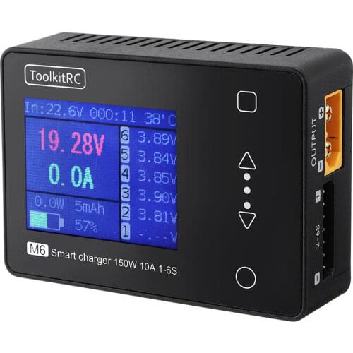 In Stock ToolkitRC M6 Battery Balance Charger 150W 10A DC Output Power Adapter for 1-6S Lipo LiHV Life Lion NiMh Pb Cell Checker