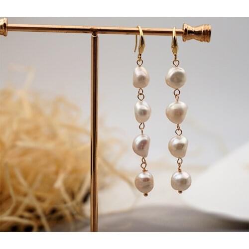 Origin Summer Vintage Natural Freshwater Pearl Hook Earrings for Ladies Elegant Irregular Dangle Earrings Wedding Jewelry