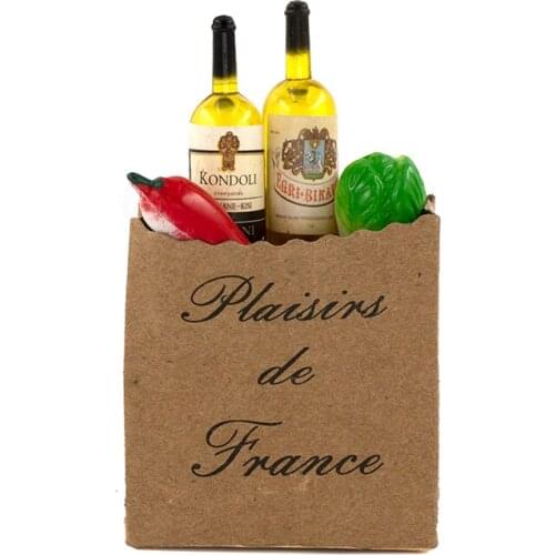 1/12 Dollhouse Miniature Accessories Mini Wine Bottle Set with Bag Simulation Drinks Model Toys for Doll House Decoration