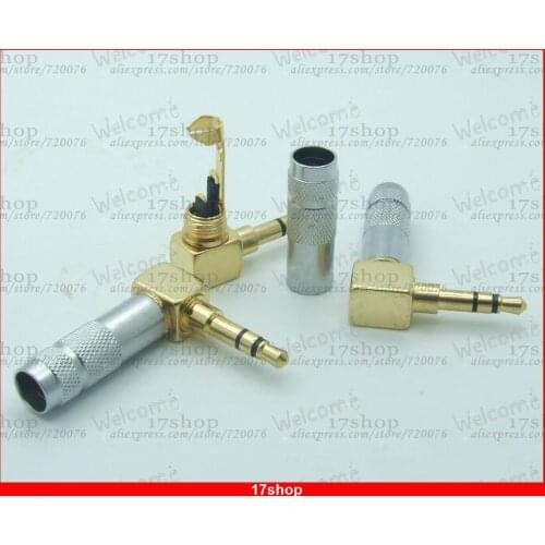 10PCS High quality Gold plated 3.5mm Stereo 3-Pole Male Right Angle Audio Plug