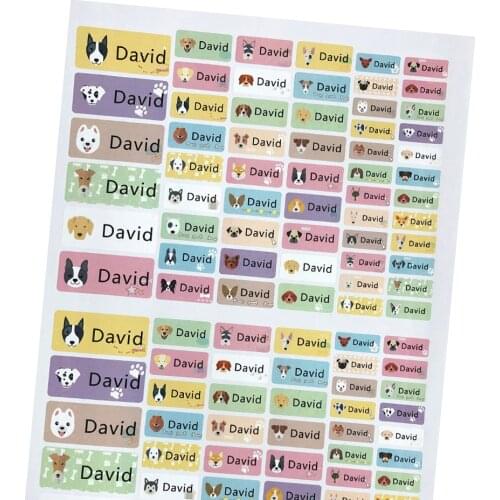 114Pcs Cute Cartoon Dog Name Stickers Custom Personal Tags Waterproof Die Cut Labels For Kids School Stationery Scrapbooking