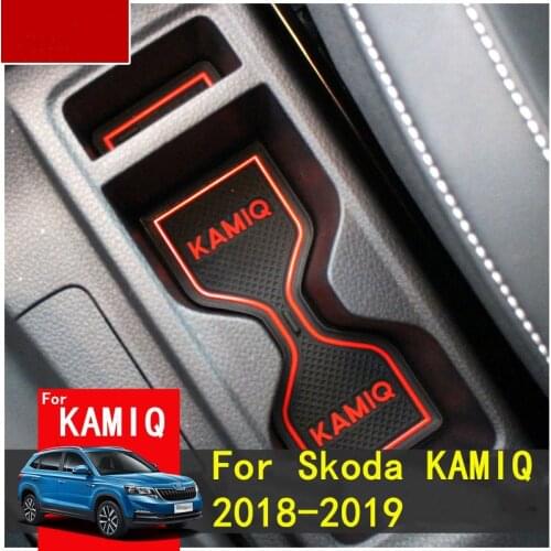 3D Rubber Mat For Skoda KAMIQ 2018 2019 Door Slot Pad Cup Cushion Groove Mat Lnterior Anti Slip Mat Car Accessories