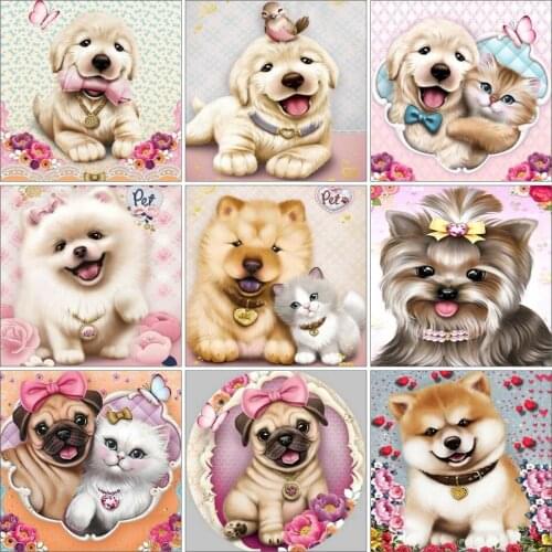 AZQSD 5D Dog Diamond Painting New Arrivals Childrens Room Decor Diamond Embroidery Sale Animals Rhinestones Handicraft
