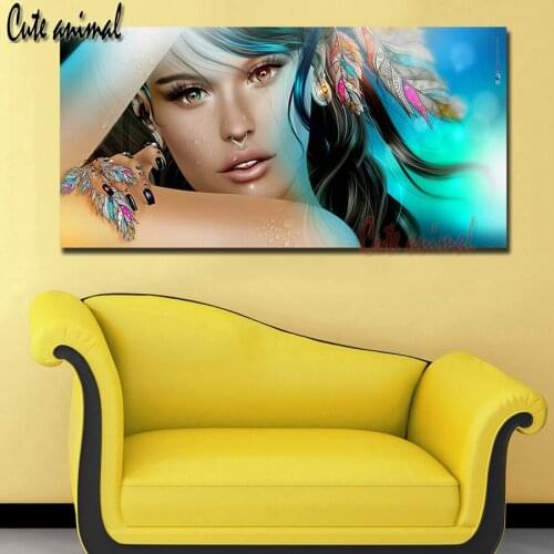 DIY diamond painting 5D Pretty girl patterns bead embroidery diamond cross stitch square full rhinestone mosaic painting decor