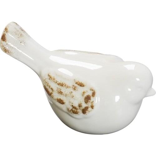 Home White Glazed Small Ceramic Bird Figure Ornaments, Animal Statue Model Gift for Home Garden Statue Decorative Crafts