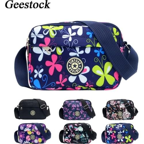 Geestock Womens Shoulder Bags Fashion Printing Crossbody Messenger Bag Female Nylon Light-portable Phone Pocket Small Handbag