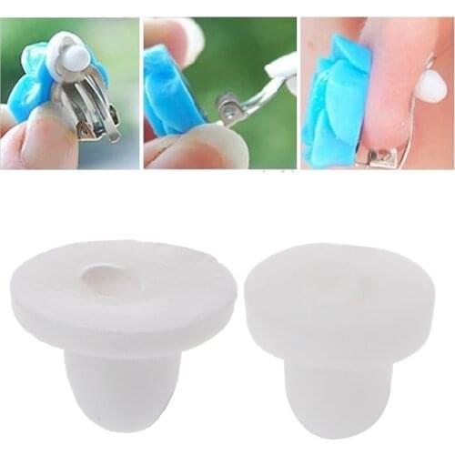JAVRICK 100PCS Anti-Pain Earring Back Pads Silicone Cushion for Clip on Earrings White