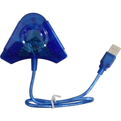 Controller Converter Game Adapter for PC PS2 to PC Transparent Blue