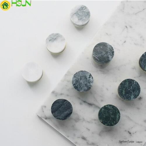 Marble+Brass Nordic Cabinet Knobs Handles Kitchen Bedroom Round Drawer Pulls Natural Stone Handle Furniture Hardware