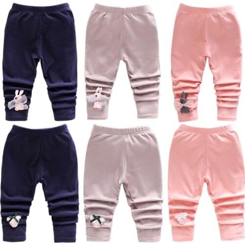 2021 Children Girls Leggings Spring Soft solid Pants Cartoon 3D Rabbit Girls Pants Autumn Children Trousers Kids Pants 2-10Years