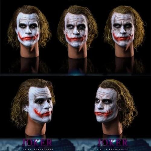 FLYING TOYS FT02 Male 1/4 Joker Head Carving Heath Ledger Plant Hair Head Sculpt PVC Resin For Dolls In Stock