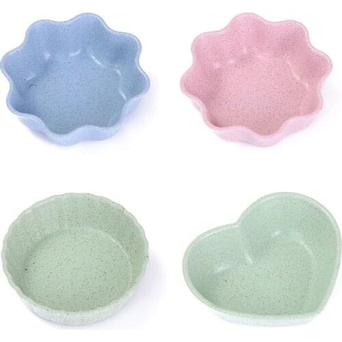 Mini Cute Love Heart Shape Wheat Straw Bowl Vinegar Seasoning Solid Soybean Dish Sauce Salt Snack Small Plate Kitchen tool