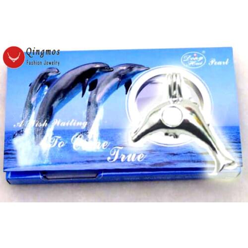 Qingmos Wish Pearl 20mm Jump Dolphin Pendant Chokers Necklace for Women with Oyster Love Pearl Trendy Necklace Gift Box Jewlery