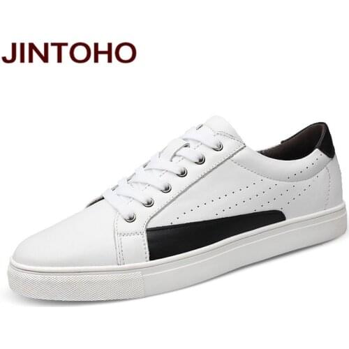 JINTOHO Big Size Casual Leather Men Shose Men Genuine Leather Shoes Breathable Leather Male Shoes Brand Men Flats Shoes