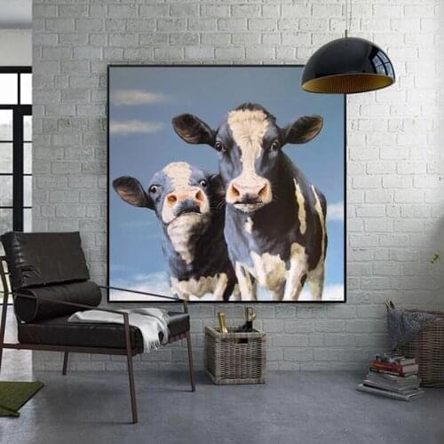 Watercolor Cow Pictures Wall Painting for Living Room Decorative Posters Home Decor Painting Printed on Canvas
