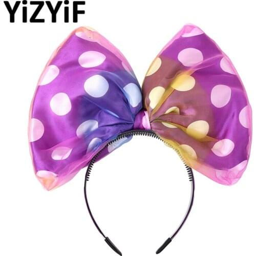 Cute Bowknot Hairband Women Girls Huge Bow With Polka Dots Headband Hair Hoop Headwear Halloween Costume Party Hair Accessories