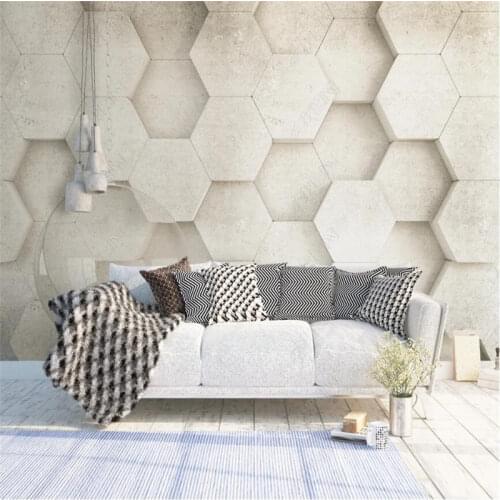Retro Industrial Wind 3D Stereo Geometry Gray White Cement Wall Background Wallpaper Mural Cafe Office Decor Wall Paper 3D