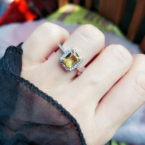Luxury Yellow Shape Cubic Zirconia Stainless Steel Rings For Women Fashion Wedding Engagement Love Ring Gifts For The New Year
