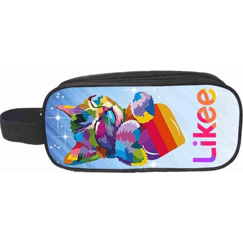 Russia "LIKEE 1 (Like Video)" Pencil Case Women 3D Likee Cosmetic Cases Merch Girls School Supplies Zipper Pencil Box Makeup Bag