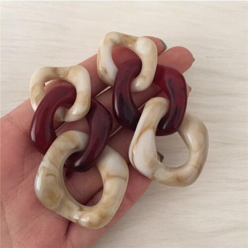 Chic Bohemia Marble Acrylic in Brown and Burgundy Chain Shape Drop Earrings For Women Girl