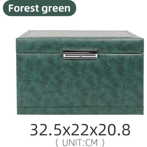 Luxury High Capacity Green Pu Leather Jewelry Storage Box For Women Ring Earring Pendent Bracelet Showcase Jewellery Holder