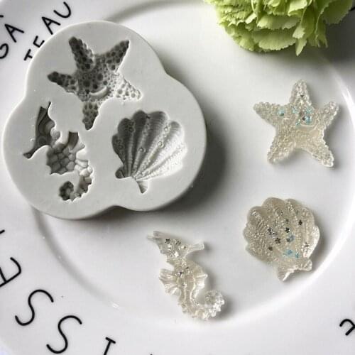 Marine Life Silicone Chocolate Mold 3D Seahorse Shell Starfish Shaped Fondant Molds Creative Cake Decorating Moulds