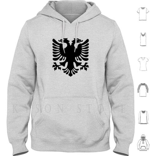 Albanian Eagle-Cote Of Arms Hoodies Long Sleeve Albania Eagle Flag Coat Cote Code Arms Albanian Pride Proud