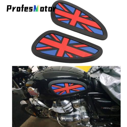 Universal Retro Motorcycle Cafe Racer Gas Fuel tank Rubber Sticker Protector Sheath Knee Tank pad Grip Decal Union Jack Logo