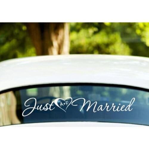 Makeyes Wedding Just Married Car Decals Vinyl Stickers Quotes Custom Initial Wedding Cars Sticker Mural Love Decoration Q270