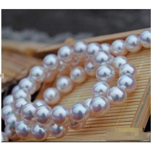 Japan Akoya 8.5-9 round light natural seawater pearl necklace certificate