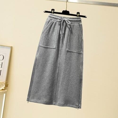 New Women Fashion Solid Color Elastic Waist Sarong Skirt Faldas Mujer Female Split Vestido Pockets Straight Skirts