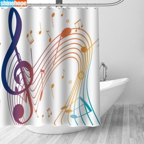 Customized Music Notes Shower Curtain Waterproof Polyester Fabric 8 Sizes High Quality Bathroom Curtains