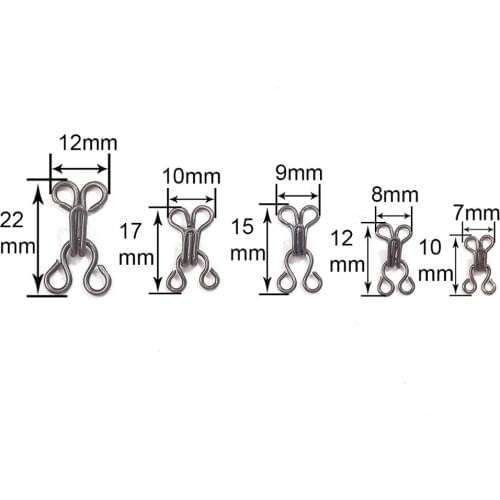 24pcs Cloth Hook and Eye Fastener 7-12mm Metal Buckle Button for Bra/Dress/Corset/Collar/Bag/Shirt Garment Sewing Accessories