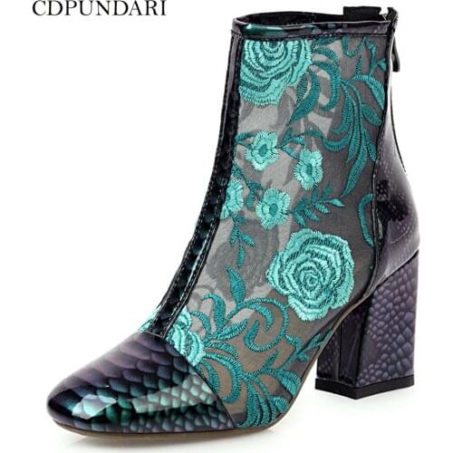 CDPUNDARI Summer Ankle boots for women High heels boots Ladies shoes woman chaussure femme
