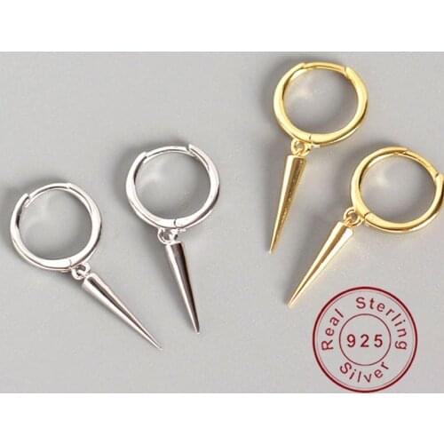 Dainty Drop Hipster Tremella Punk Buckle S925 Sterling Silver Geometric Ear Clip Small Hoop Earrings For Women Trendy Jewelry