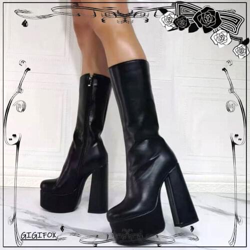 2021 Big Size 43 Black Gothic Style Extreme High Heels Platform Trendy Cool Autumn Motorcycles Boots Shoes Women Footwear