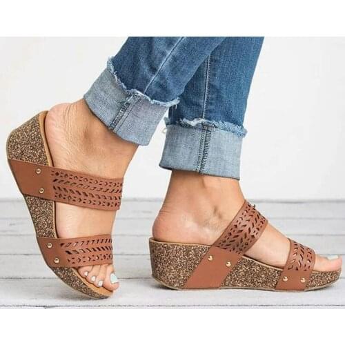 Slippers Women Sandals 2021 New Female Shoes Fashion Heeled Shoes Casual Summer Slides Slippers Women