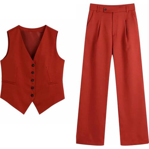 Za V-Neck Retro Casual Vest Cardigan Sleeveless OutwearWomen Spring Autumn Self Cultivation Top And High Waist Casual Pants