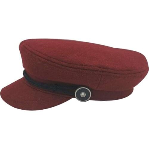 Winter Hats Of Women Solid Plain Octagonal Newsboy Fashion Cap Ladies Casual Warm Beret Female Caps with Buttons Decoration