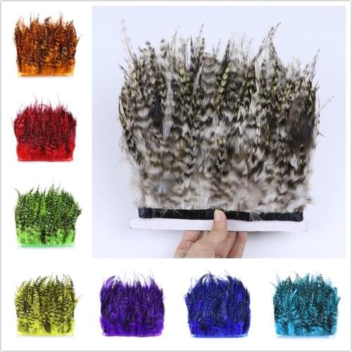 1 meter Feather Fringe Natural Pheasant feather trim ribbon 10-15cm/4-6 inch Wedding Stage Clothing Sewing Decoration Accessory