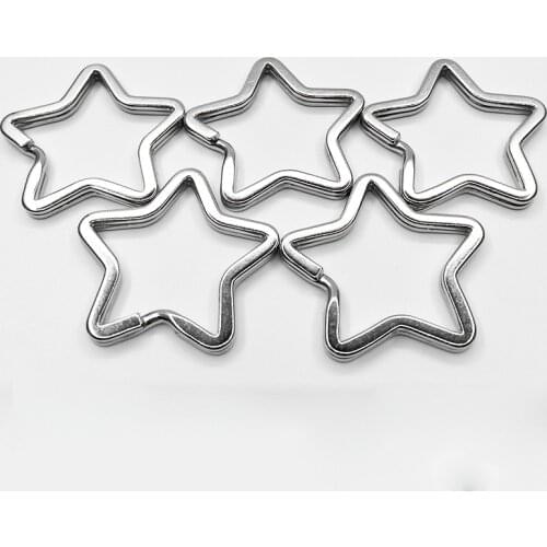 10pcs 304 Stainless Steel Key Chains Rings Star Shape Connected Keyrings Holder Findings DIY Accessories