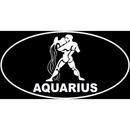 15.2CM*8CM AQUARIUS Oval Car Sticker Vinyl Decal Zodiac Horoscope Black Silver C10-01467